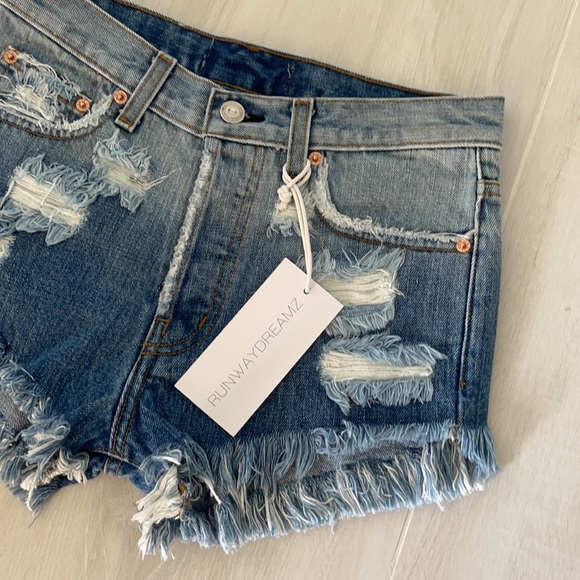 Runwaydreamz Ombré Cut-Off Denim Shorts - Picture 2 of 3